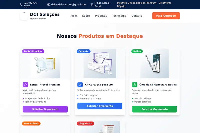 Captura de tela do site DEI Soluções
