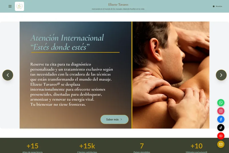 Captura de tela do site Espacio Elizete Tavares