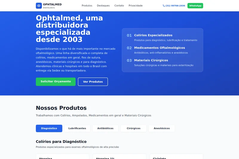 Captura de tela do site Ophtalmed